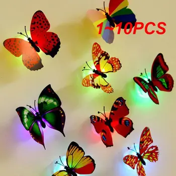 1-10 шт. Ночные светильники с бабочками, Наклеиваемые Красочные Светящиеся 3D лампы с бабочками, наклейки на стену, украшение дома, стены гостиной