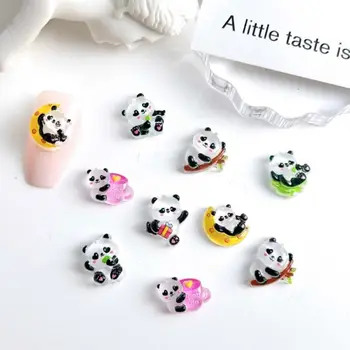 10 шт./компл., украшения для ногтей в форме милой мультяшной панды и медведя, Китайские стразы из смолы, 3D Подвески для ногтей на кончиках ногтей