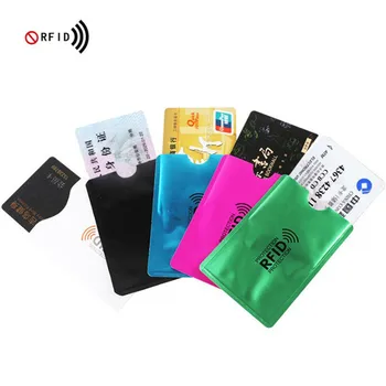 10шт Держатель банковской карты с защитой от Rfid, металлический считыватель с блокировкой NFC, сумка для кредитных карт, мужская, женская, лазерная алюминиевая защита для карт