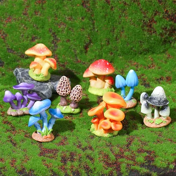 1шт Искусственная миниатюрная статуэтка гриба, смола, имитация ландшафта, модель гриба, подарок для украшения дома, сада, спальни, поделок