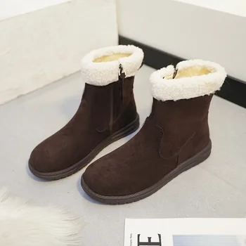 2023 Зимние новые женские зимние ботинки Модная роскошная хлопковая обувь на молнии Женские модные однотонные уличные короткие ботинки