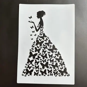 A4 29*21 см DIY мандала для рисования трафаретами штампованный фотоальбом тисненая бумажная открытка по дереву, ткань Бабочка Юбка Красота