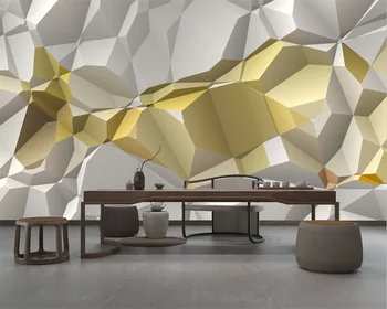 beibehang Индивидуальные современные супер большие золотые геометрические обои для гостиной спальни papel de parede papier peint