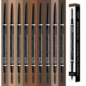 Mico Brow Pencil Чрезвычайно тонкий двусторонний карандаш для бровей с кисточкой для бровей, черный карандаш для бровей, косметика для окрашивания бровей