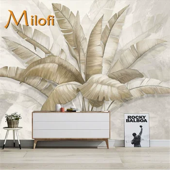Milofi изготавливает на заказ скандинавские обои с ручной росписью в виде банановых листьев для украшения фона гостиной, настенную роспись для спальни