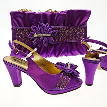 QSGFC Благородная и элегантная женская обувь Набор сумок с аппликацией, плиссированные женские вечерние свадебные босоножки на высоком каблуке ручной работы