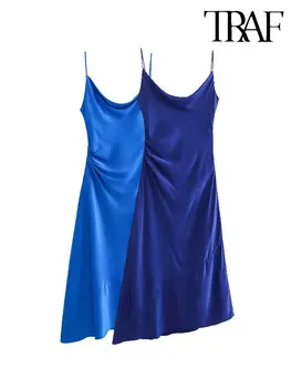 TRAF 2023 Элегантное Летнее Однотонное Асимметричное Длинное Платье Для Женщин, Сексуальное Нижнее Белье, Vestidos, Повседневное Платье Без Рукавов