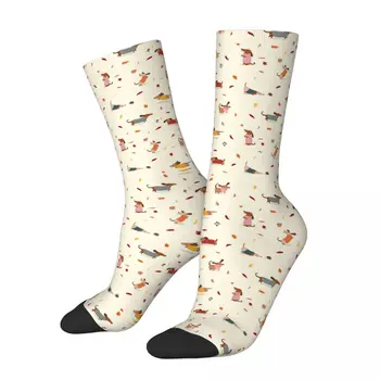Безумный дизайн, носки для футбола с милым щенком таксы, носки для собак из полиэстера для команды унисекс, нескользящие