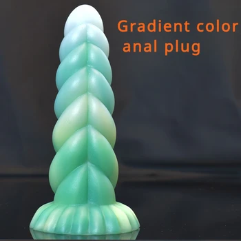 Вестибулярный удлинитель для пениса градиентного цвета с имитацией анальной пробки большого размера для мужчин и женщин, универсальное устройство для мастурбации Sextoy