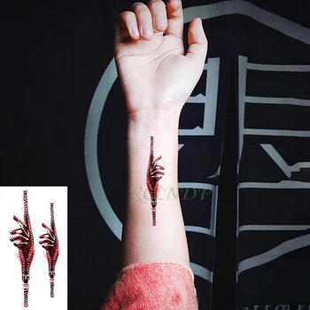 Водонепроницаемая временная татуировка, Кровавая рука, Тату на молнии на Хэллоуин, флэш-тату, поддельные татуировки для девочек, женщин, мужчин