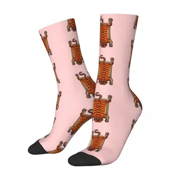 Всесезонные Розовые носки с тибетским тигром Harajuku Super Soft Crew Socks Повседневные чулки для мужчин и женщин Подарок на день рождения