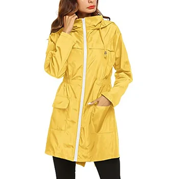Женская куртка с капюшоном, пальто длиной до бедер, легкая мягкая ветровка с карманами, тонкий плащ для пеших прогулок