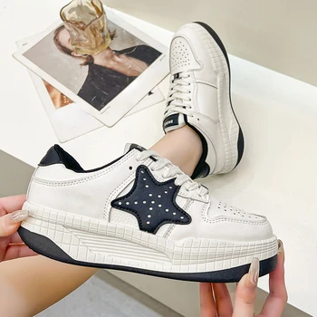 Женская спортивная обувь 2023, весенне-осенняя модная повседневная обувь, удобные кроссовки, женская обувь для скейтбординга Star на толстой подошве