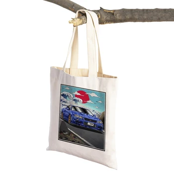 Женская сумка для покупок, женская сумка-тоут, японская спортивная сумка для уличных гонок на автомобилях, складные многоразовые тканевые холщовые сумки для покупок