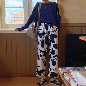 Женские брюки, японский каваи, Харадзюку, Улззанг, милая индивидуальность, свободные молочные брюки, женская милая одежда для женщин