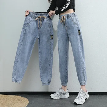 Женские джинсы-шаровары 2022, винтажные джинсы с высокой талией, женские джинсы длиной до щиколоток, джинсы для мам, ковбойские джинсовые брюки, джинсы для женщин, джинсы