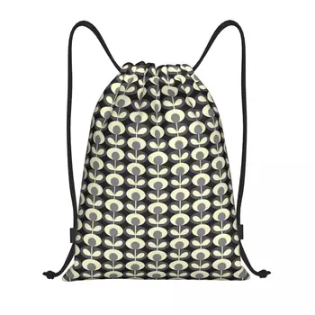 Изготовленная на заказ Овальная цветочная Крутая серая сумка на шнурке с принтом Orla Kiely Для мужчин и женщин, Легкий спортивный рюкзак для хранения в тренажерном зале