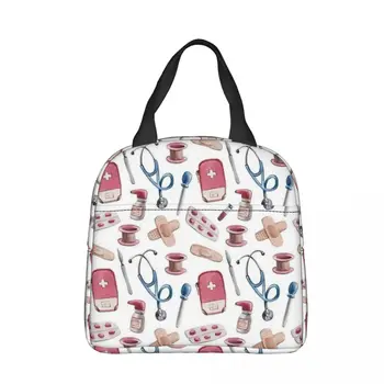 Изолированная сумка для ланча с медицинским рисунком медсестры, сумка-холодильник, контейнер для еды, Большой ланч-бокс, сумка для еды, сумка для школьного пикника
