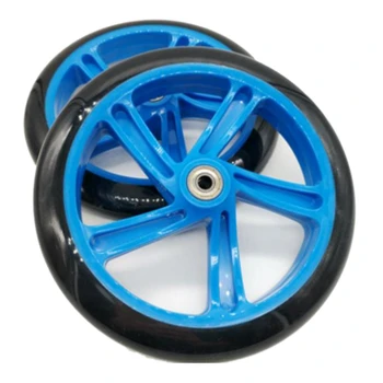 Комплект из 2 предметов Колеса для скутера 200 мм, Материал PU, Толщина колеса 30 мм, Подшипник ABEC-7, аксессуары для скутера, синий
