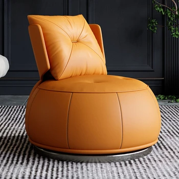 Кресло tiger из натуральной кожи, итальянское минималистичное дизайнерское оранжевое повседневное кресло для гостиной, вращающийся диван для ленивых людей