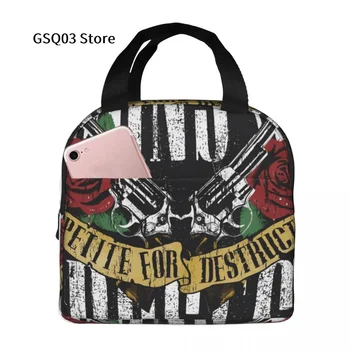 Ланч-бокс Guns N Roses Art Многоразовая сумка-тоут, холодильник, водонепроницаемый Ланч-бокс-контейнер для работы, офиса, путешествий, пикника