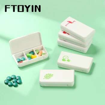 Мини-футляр-органайзер для таблеток, 3 сетки, коробка для таблеток, таблетка, Фламинго, лист Кактуса, Футляр для таблеток, Дозатор, коробки для лекарств, Аптечка