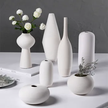 Минималистичная художественная ваза ручной работы, керамическое украшение, модель гостиной, украшение дома, черно-белая художественная ваза, рисунок от руки
