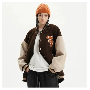Мужская бейсбольная куртка, весенне-осенняя новая американская уличная куртка-бомбер с длинным рукавом, молодежная куртка для пары в стиле хип-хоп, свободное пальто