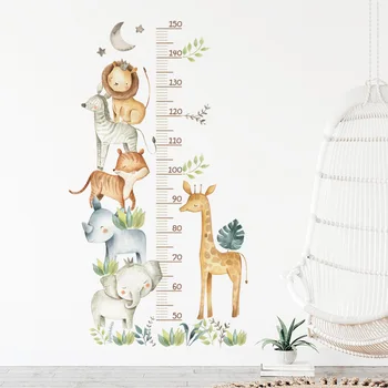 Мультяшные животные, измерение роста ребенка, наклейка на стену, Слон, Диаграмма роста жирафа, настенная линейка, обои, наклейки на стены детской комнаты, ПВХ