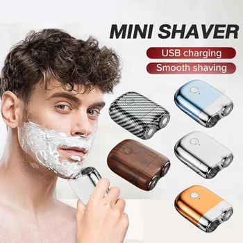 Новая Мини портативная электрическая бритва для бритья, триммер для бороды, мужская бритва для бороды с двойной головкой, водонепроницаемая, IPX7, карманная бритва для использования