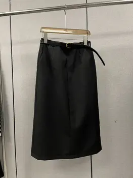 Новая юбка ранней осени 2023 года!! Средней длины с завышенной талией, с разрезом сзади, универсальная, из 100% шерсти.