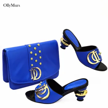 Новейшие женские тапочки в итальянском стиле с соответствующей сумкой, летние элегантные туфли на высоком каблуке и сумочка в комплекте к свадебному платью