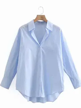 Новые женские однобортные рубашки из поплина ярких цветов, офисная женская блузка с длинным рукавом, шикарные топы-сорочки
