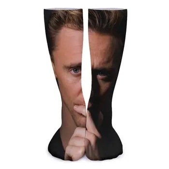 Носки с принтом Тома Хиддлстона, Новые чулки для актеров, теплые мягкие носки для бега, Зимние графические носки против пота