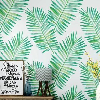 Обои для домашнего декора в скандинавском стиле с зелеными банановыми листьями, обои для стен гостиной и спальни, фотообои в виде бумажного домика в паре.