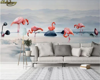 обои на заказ beibehang фрески Скандинавский минимализм облако град фламинго фон далекой горы обои фреска 3D обои