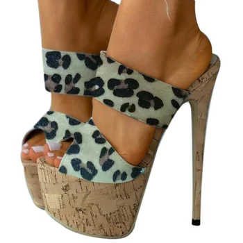 Обувь SHOFOO/ Модные женские тапочки на высоком каблуке. Высота каблука около 15 см. Летняя женская обувь. Уличные тапочки. Показ мод.