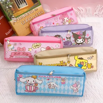 Пенал Sanrio Hello Kitty Kuromi Melody Пенал Школьная сумка для хранения Kawaii Сумка для ручек Студенческие школьные канцелярские принадлежности