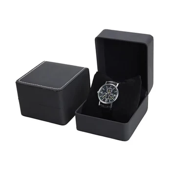Подарочная коробка для часов Lnofxas Black Single с подушкой, Органайзер для Витрины наручных часов из искусственной кожи для мужчин