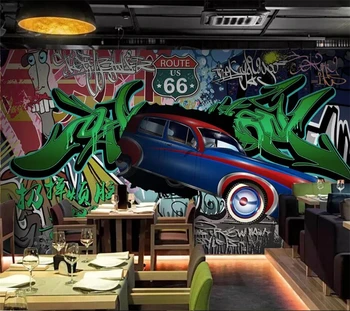 Пользовательские обои, 3D фреска, ретро ностальгический автомобиль, граффити, фоновая стена, гостиная, ресторан, кафе, 3D обои