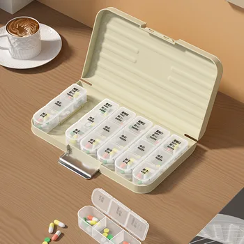 Портативная коробочка для таблеток большой емкости с несколькими отделениями Для удобного хранения лекарств дома и в путешествиях