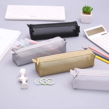 Простой пенал из прозрачной сетки, креативный большой пенал, милая сумка для карандашей в подарок, школьные принадлежности, чехол для карандашей