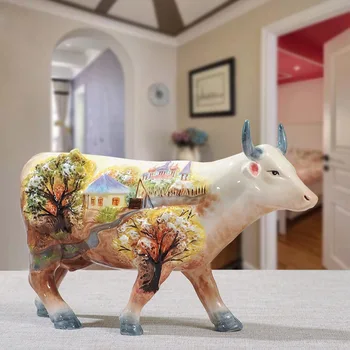 Ручная роспись, 3D Керамическая мебель для коров, Бычьи керамические украшения, Аксессуары для дома в американском стиле Кантри, Изысканные подарки