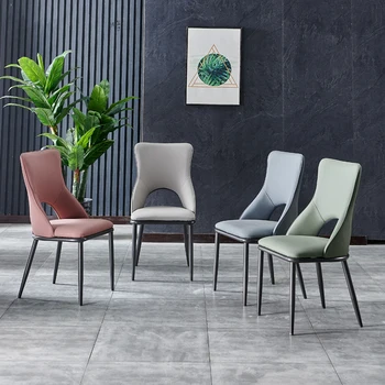 Современные обеденные стулья Nordic, роскошная гостиная, обеденный стул со спинкой из искусственной кожи, художественная мода, табуреты для отдыха, мебель для столовой