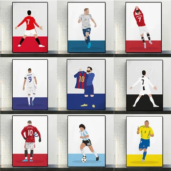 Современный футбольный плакат с изображением звезд спорта, фигурок футболистов, картина на холсте, настенные картины для домашнего декора гостиной