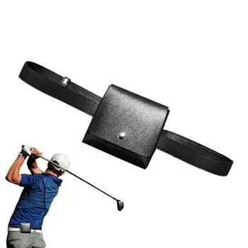 Сумка для хранения мобильного телефона, поясная сумка для мяча для гольфа из искусственной кожи с прочной текстурой, поясной карман для дальномера для гольфа, с ремнем длиной 70 см, водонепроницаемый