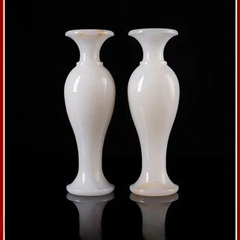 Украшение вазы из нефрита и лилии для гостиной, Креативная большая китайская бытовая бутылка с белой цветочной композицией