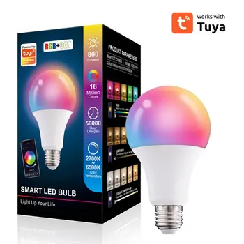 Умная Светодиодная лампа Tuya 10 Вт Bluetooth Лампа E27/B22 RGBW Светодиодная лампа, Меняющая цвет, Лампада RGB + CCT Decor Home AC85-265V