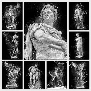 Черно-Белое Граффити Скульптура Плакат Юлий Цезарь Геркулес Венера Милосская Греческие Мифические Принты Холст Настенные Картины Декор