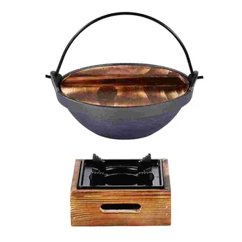 Чугунная миска для супа Сукияки, Керамическая кастрюля для запекания с крышкой, высокотемпературный горшок